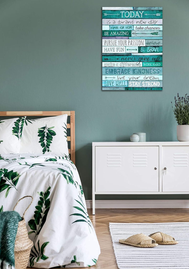 Inspirational Wall-Art - Quotes Office Wall Decor - Teal Wall Decor - Word Artwork Walls With Framed Canvas Art