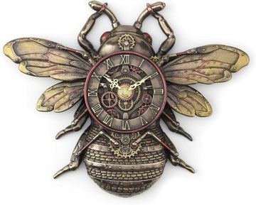 Veronese Design 10 1/4" Steampunk Bee Clock Cold Cast Resin Antique Bronze Finish Wall Sculpture Room Decor