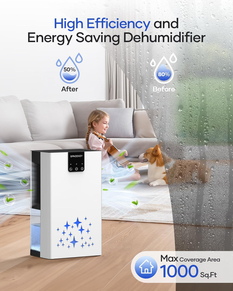 Dehumidifier, 95 OZ Water Tank Dehumidifiers for Home with Auto Shut Off