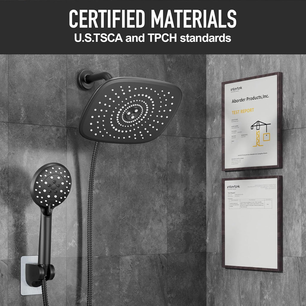 Rain Shower Head with Handheld, High Pressure Rainfall Showerhead Combo with 5 Handheld Water Spray Modes for Bathroom