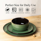 Ceramic Dinnerware Sets for 4,Porcelain Plates and Bowls Sets,Handmade Reactive Glaze Dishes Set,Oven&Dishwasher &