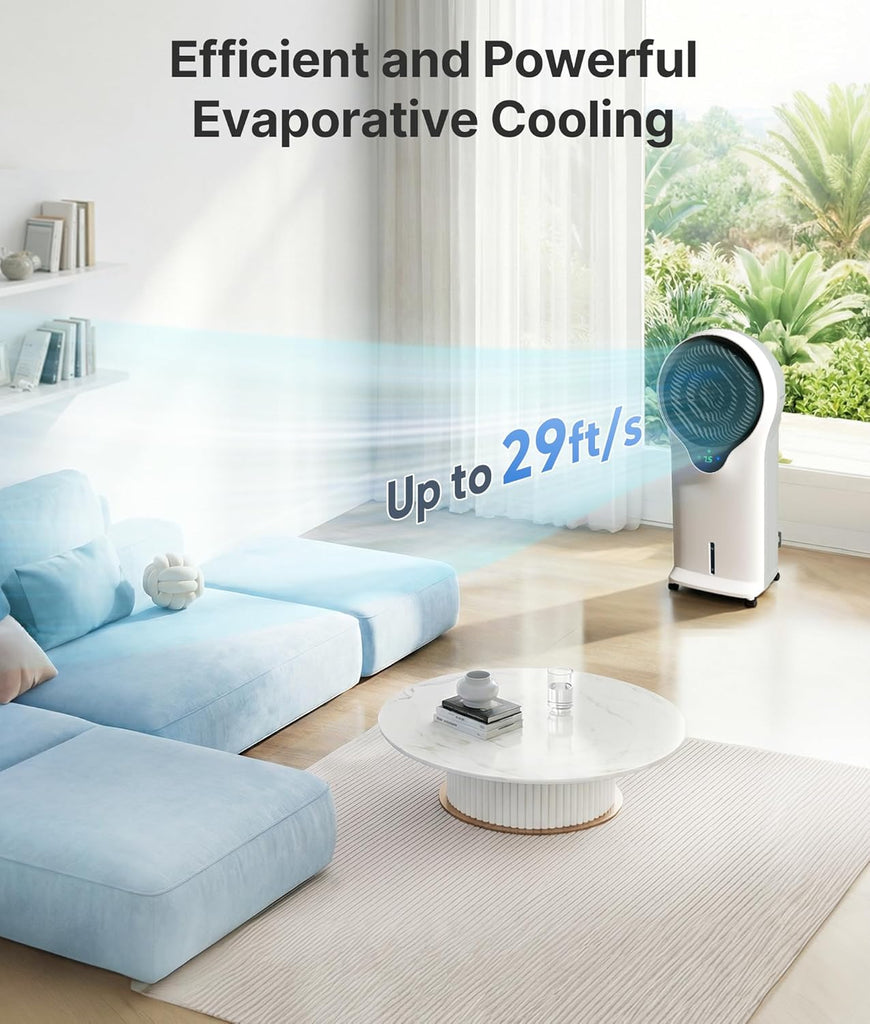 3-in-1 Evaporative Air Cooler - Portable Swamp Cooler Air Conditioner with 5.5L Water Tank & 2 Ice Packs, 3 Speeds