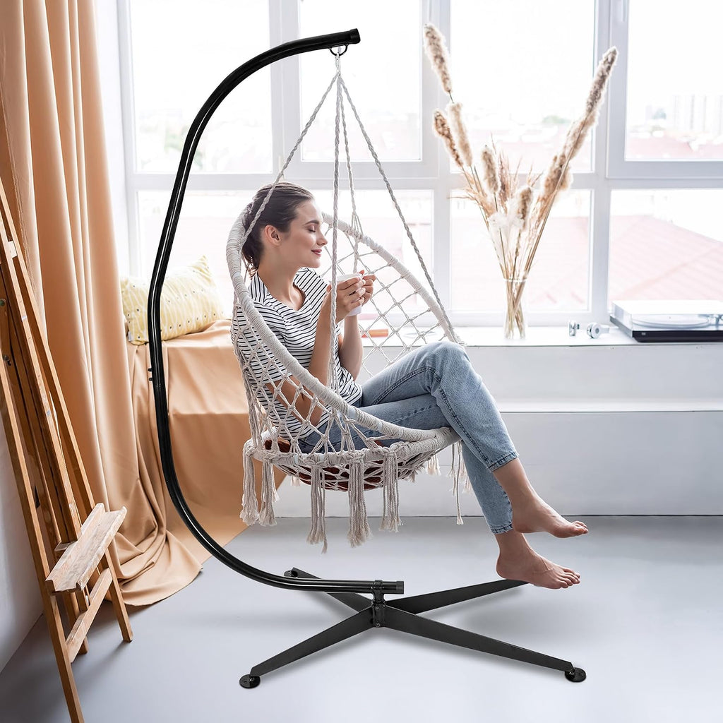 Hanging Chair Stand Hanging Hammock Stands Heavy Duty Steel C Stand Frame for Hanging Hammock Swing Chair Indoor