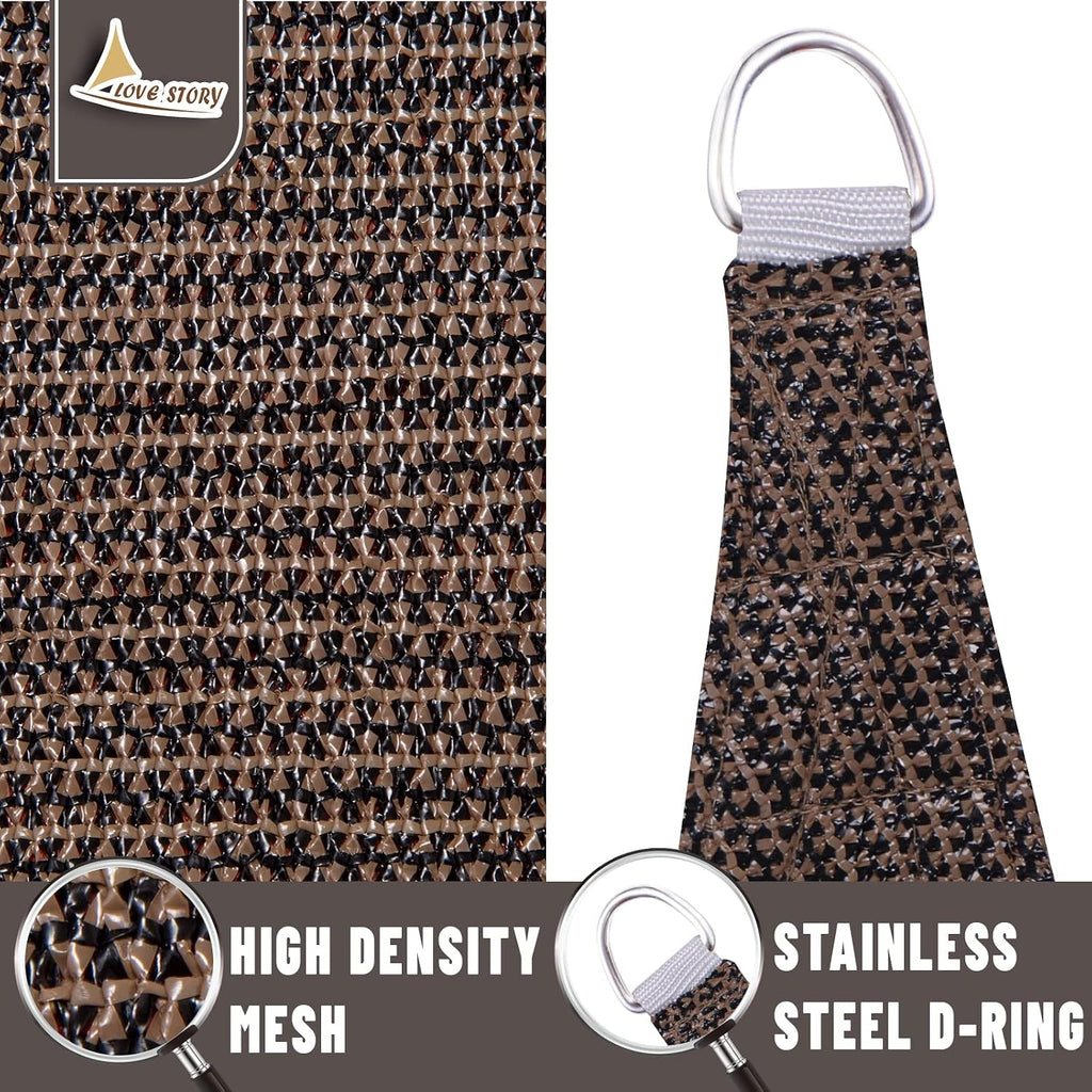 10' x 13' Rectangle Sun Shade Sail for Outdoor Patio, Brown | HDPE Fabric, 95% UV Block, Breathable Sunshade, Canopy