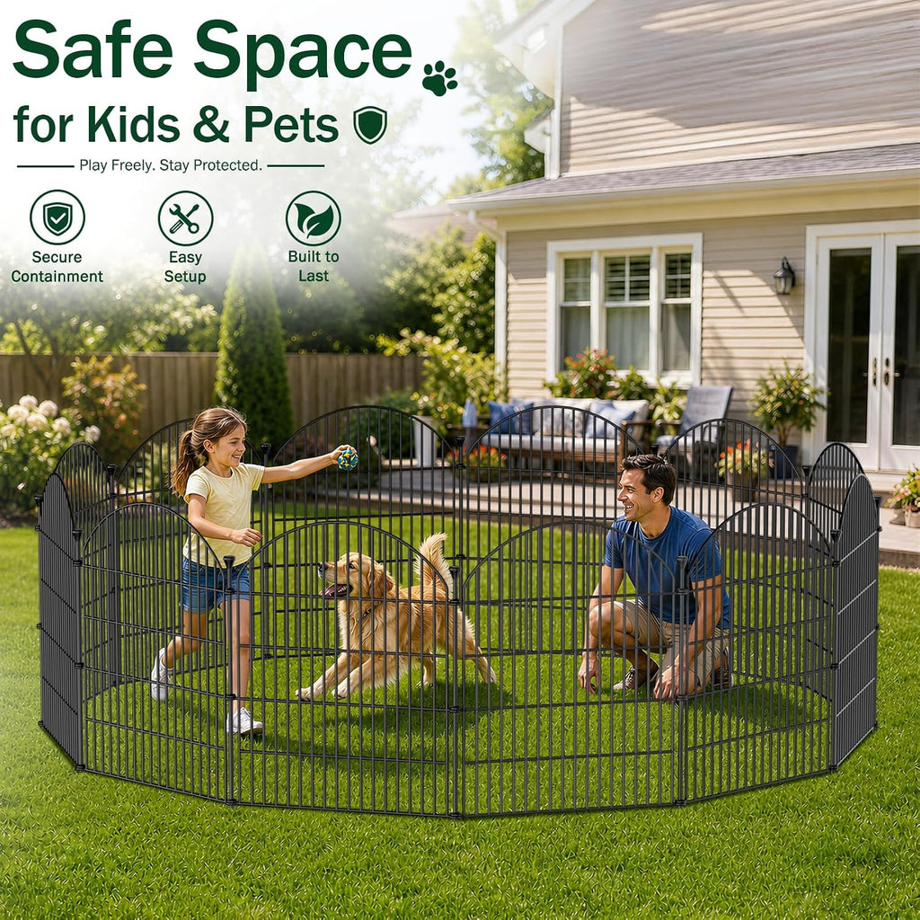 12 Pack No Dig Decorative Garden Fence Panels with Gate, 32in(H) x 29ft(L), Dog Fence Outdoor for Yard, Rustproof