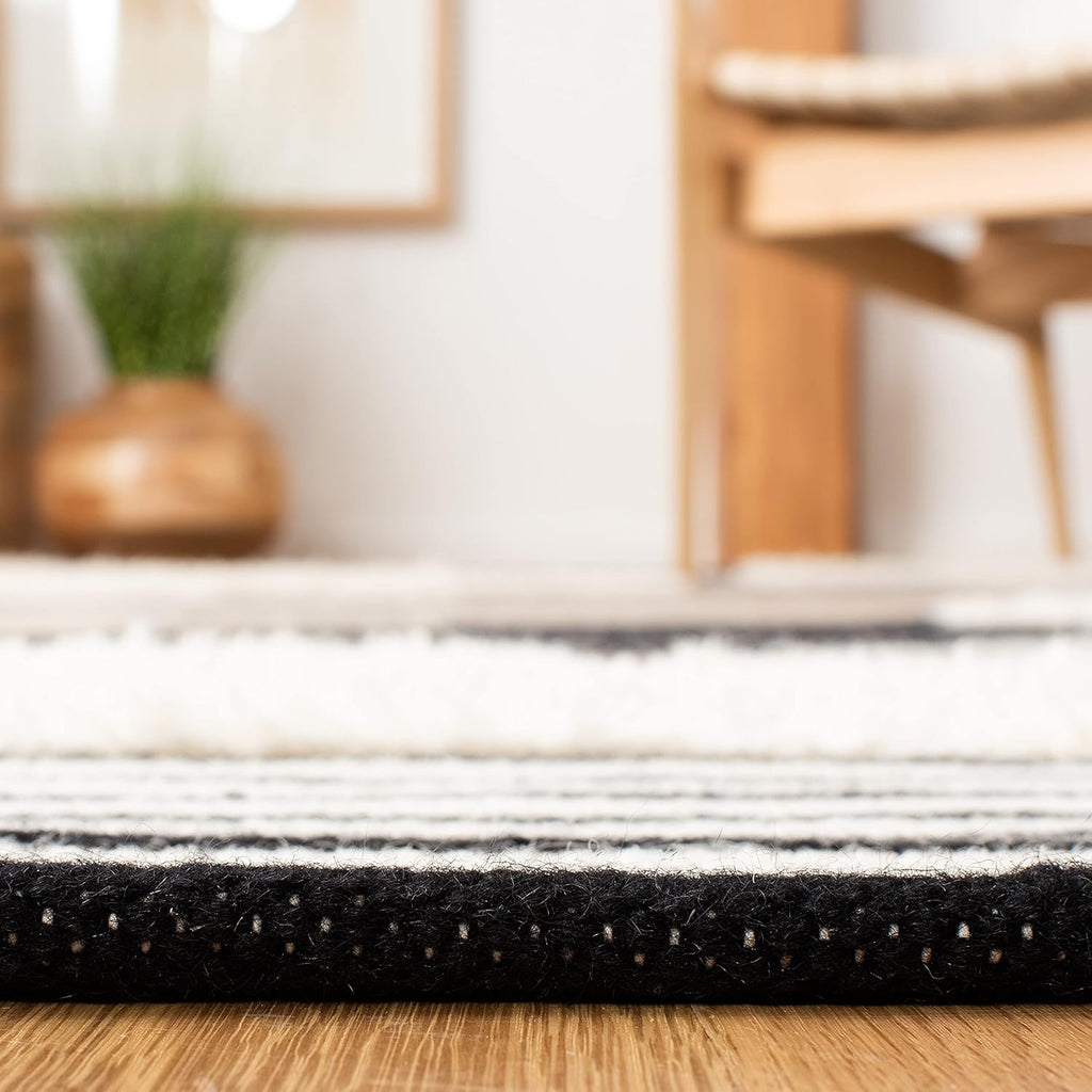 Kenya Area Rug - 10' x 14', Black & Ivory, Handmade Southwestern Wool