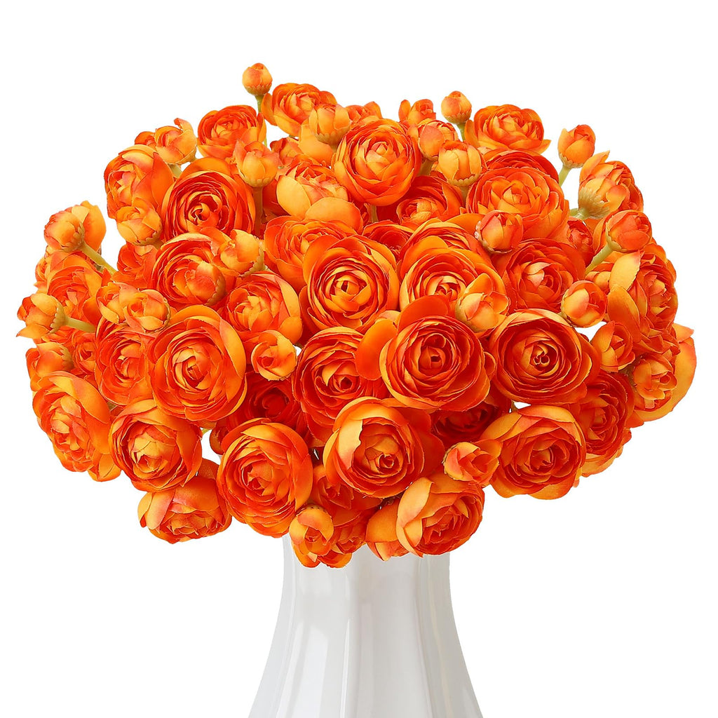 5 Bouquets Orange Ranunculus Artificial Flowers