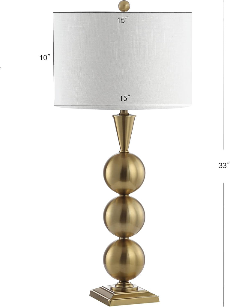 33" Brass Gold Stacked Orb Metal LED Table Lamp, Contemporary Transitional Iron Bedside Lamp Bedroom
