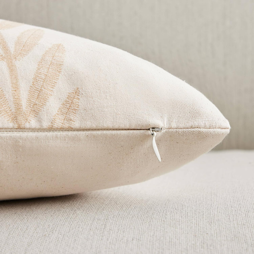 100% Cotton Farmhouse Leaves Throw Pillow Covers Set of 2, 18x18 Inch Mixed Beige Pastoral Decorative Print Cushion