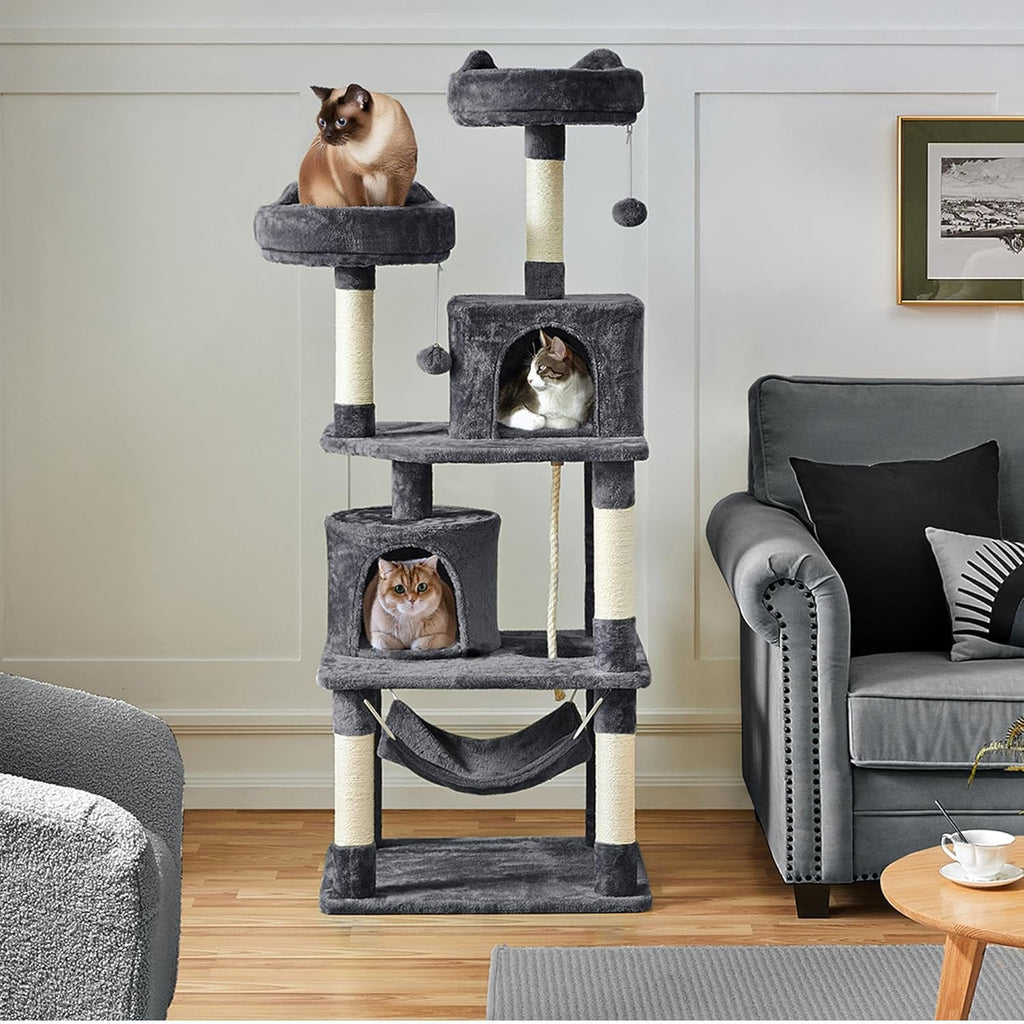 62.5inches Cat Tree Cat Tower Cat Condo with Platform & Hammock