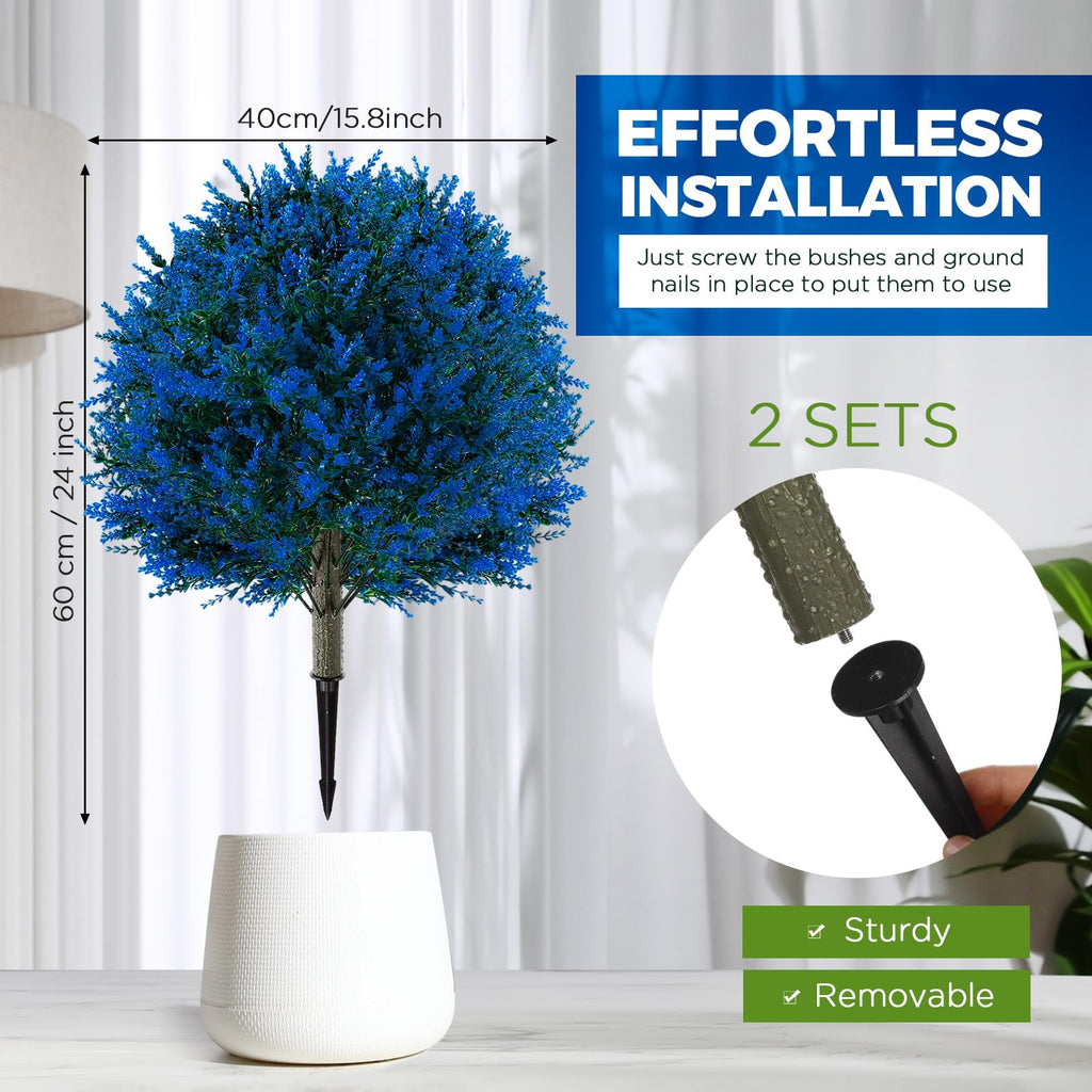 Fall Artificial Topiary Trees Outdoor, Blue
