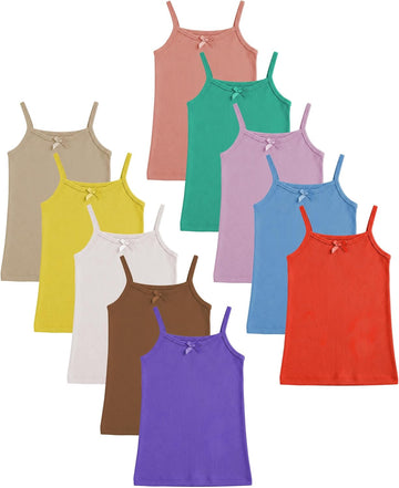 Girls' 100% Cotton Camisole Tanks | Cami Tops | Multi Packs & Colors