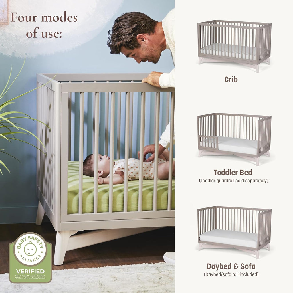 4-in-1 Convertible Crib, White/Washed White