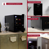 6 Bottle Wine Fridge - Freestanding Wine Cooler with Glass Door, 0.6 cu ft (16 L