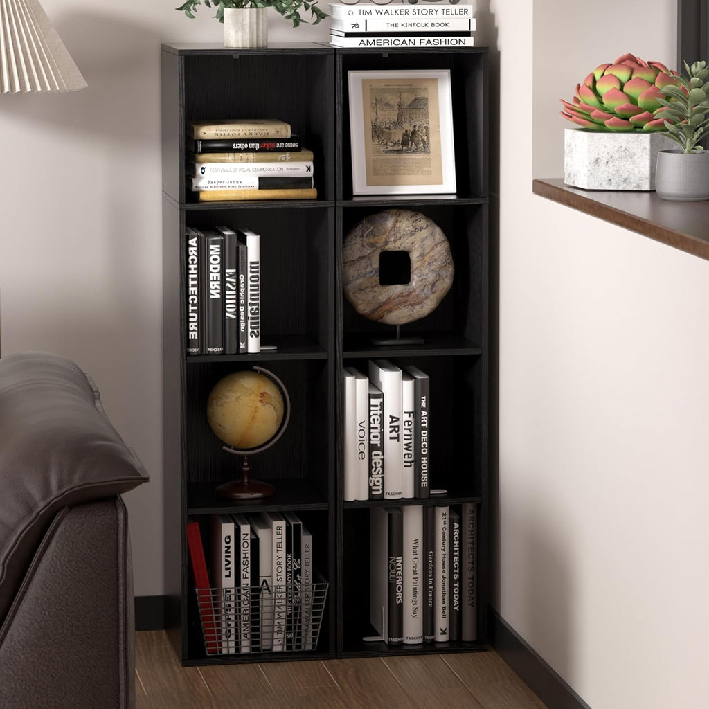 4 Cube Storage Organizer, 4 Tier Cube Low Bookcase Freestanding Storage Display Organizer