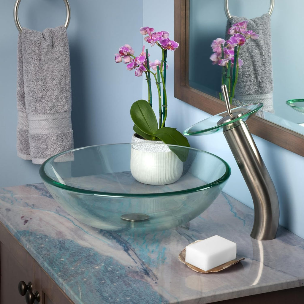 BONIFICARE Glass Vessel Bathroom Sink