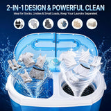Portable Clothes Washing Machine Mini Twin Tub Small Laundry Washer Aparment Spin Dryer 9.9lbs Capacity Lightweight