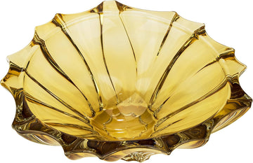 Bohemian Crystal AU52065, 13-Inch Amber Plantica Crystal Fruit Bowl, Decorative Centerpiece Wedding Gift Platter