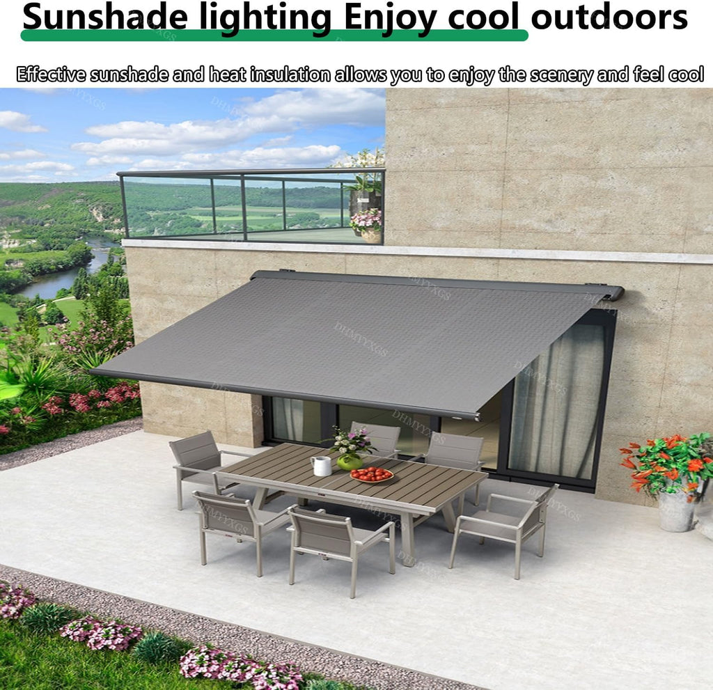 Electric Retractable Patio Awning - Motorized Sunshade Shelter, Waterproof & UV-Resistant Canopy for Deck, Balcony