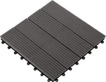 Interlocking Deck Tiles - 6-Pack 11.6-in Wood Plastic Composite All-Weather Outdoor Flooring Balcony Poolside or Patio