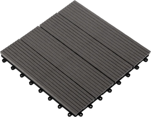 Interlocking Deck Tiles - 6-Pack 11.6-in Wood Plastic Composite All-Weather Outdoor Flooring Balcony Poolside or Patio