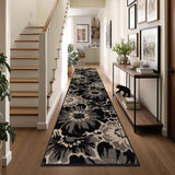 Hallway Runner Rug 2x10, Non Slip High-Low Textured Floral Washable Runner Rug with Rubber Backing, 