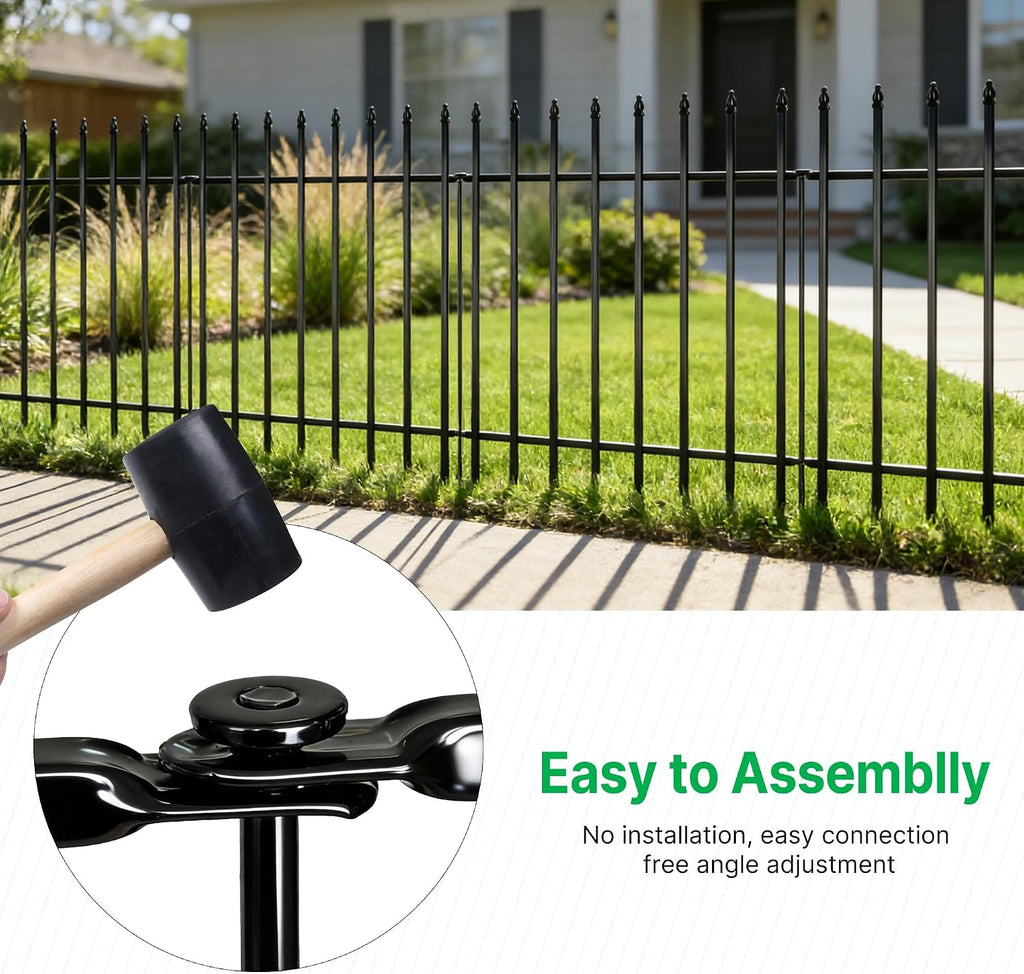 Metal Garden Fence 36" H x 28" W, 5 Panels (4 Panels + 1 Gate), Total 11.6 feet, Metal Border Folding Fence