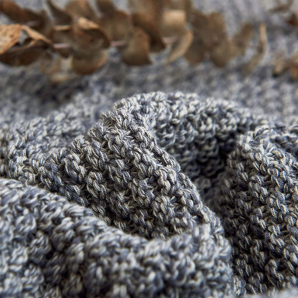 100% Cotton Knitted Throw Blanket - Dark Grey, Soft & Cozy, Machine Washable, 51"x63" - Perfect, Couch, Sofa, Bed or