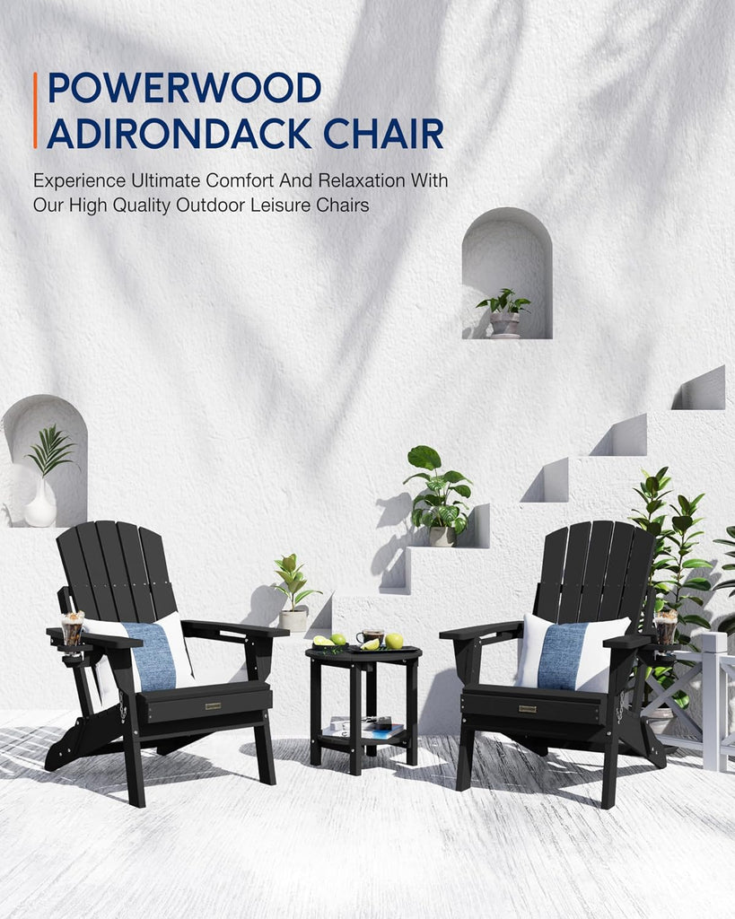 Folding Adirondack Chair, Dark Black