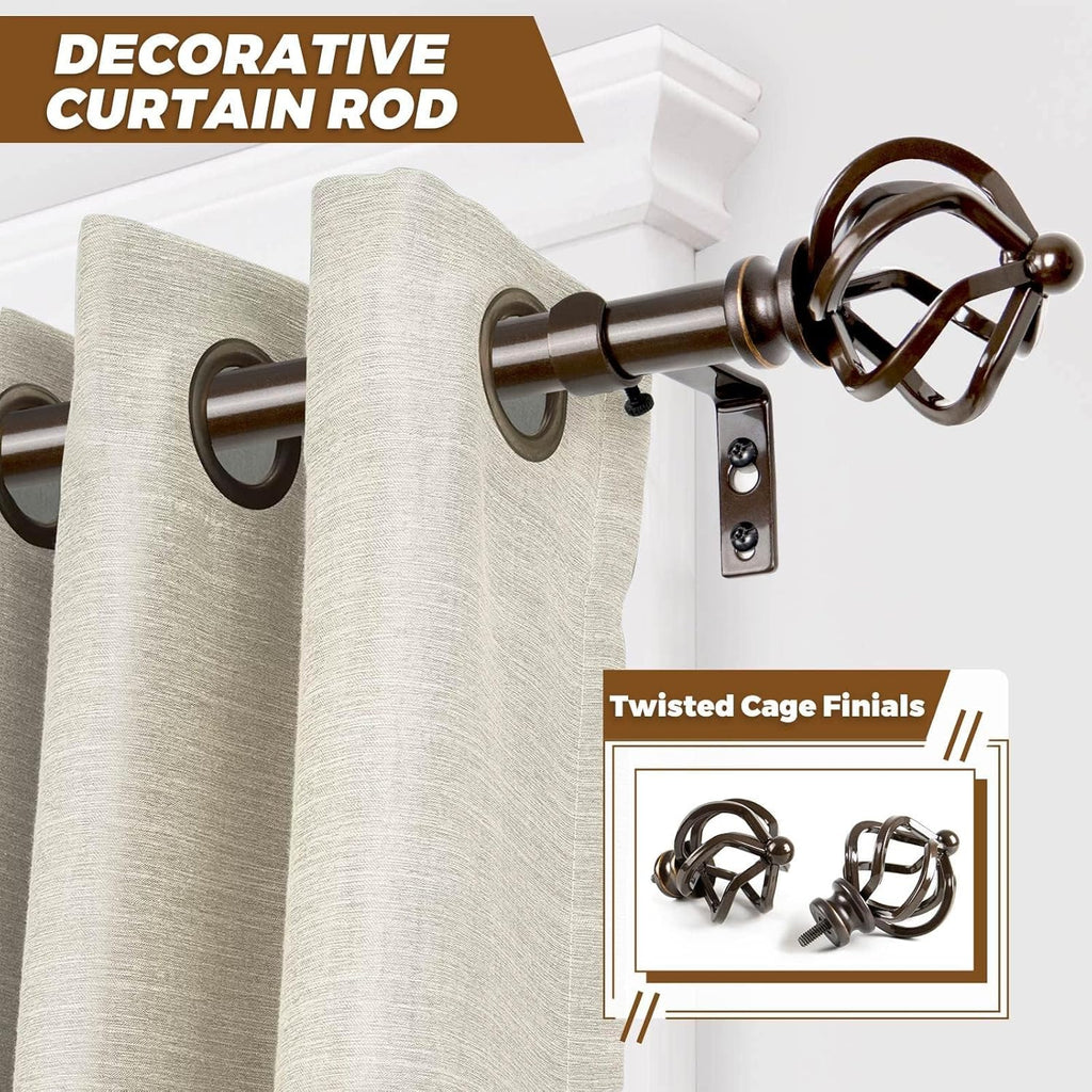 Bronze Curtain Rod, Adjustable Curtain Rods for Windows, 3/4 Inch Splicing