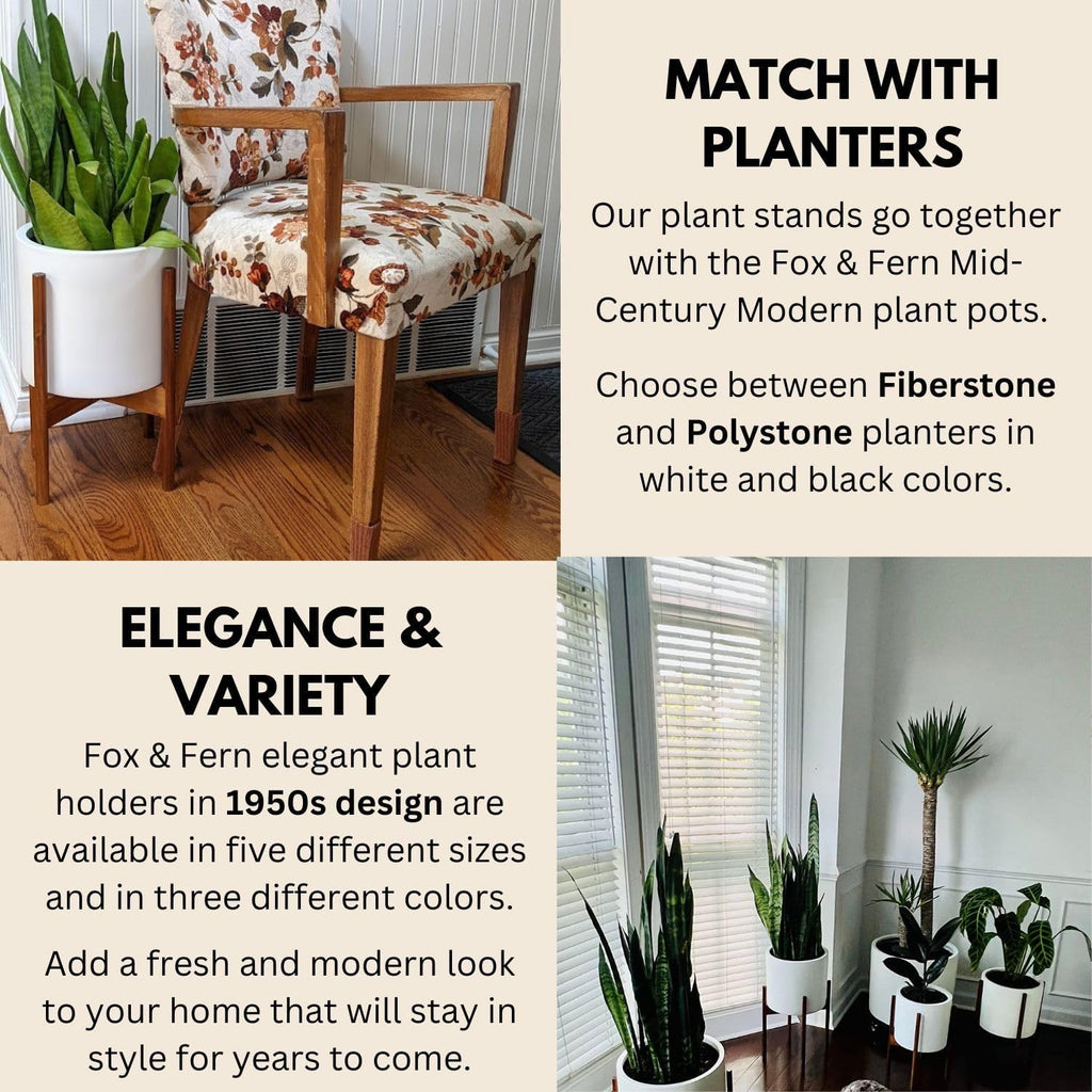 Mid Century Plant Stands for Indoor Planters, Acacia, 10 Inch | Plug In Design, Holds 175 lbs, Two High Options