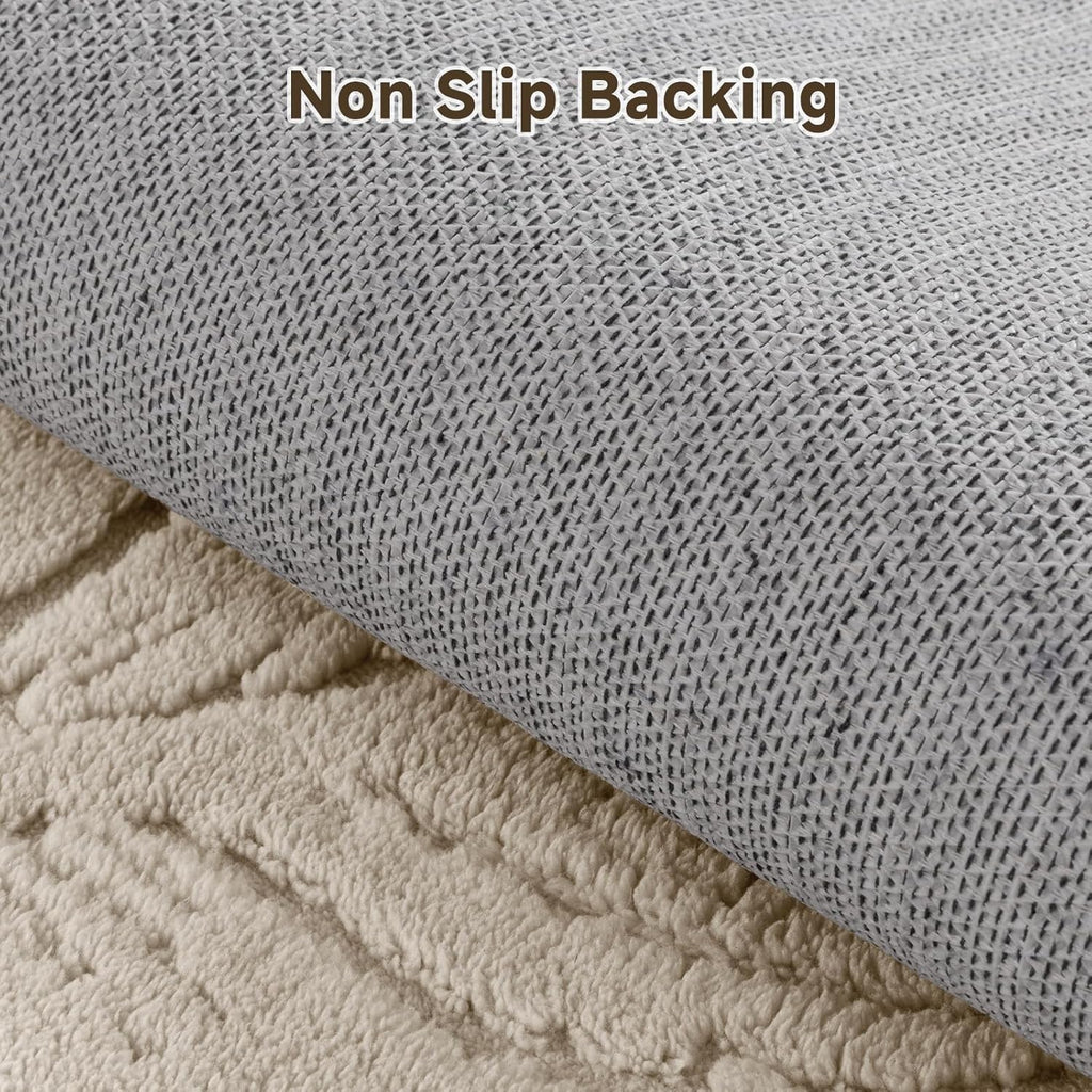 Area Rugs for Living Room 9x12, Machine Washable Non Slip Neutral Boho Modern Rug, Soft Fluffy Carpe