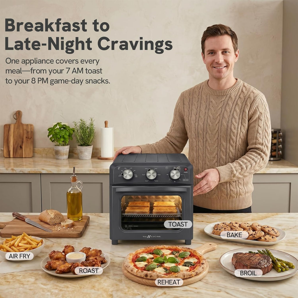 6-in-1 Air Fryer Toaster Oven Combo, Compact 12.7 QT Small Countertop Convection Oven, Fits 9" Pizza & 4 Toast