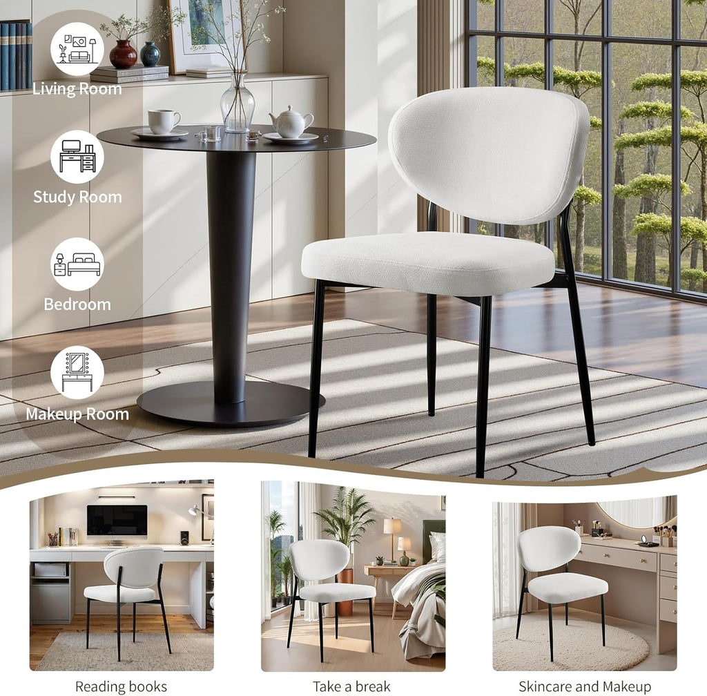 Upholstered Dining Chairs Set of 2 Modern Chenille Dining Room Chairs Wide Cushion with 58D Memory Foam Ergonomic