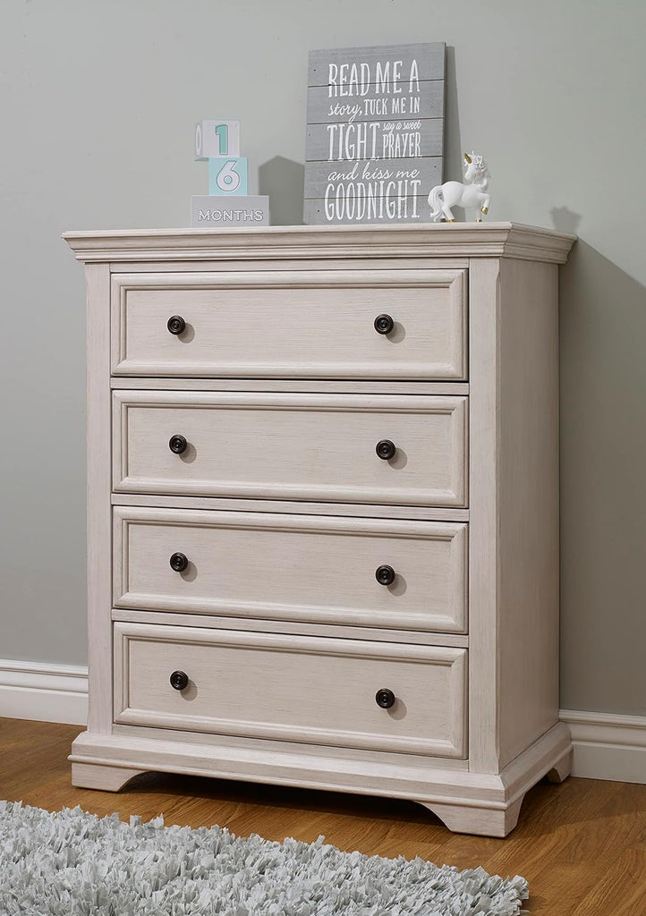 Baby Dresser in Brushed Ivory - Nursery & Kids Bedroom Furniture, Storage Drawers, Nightstand for Child's