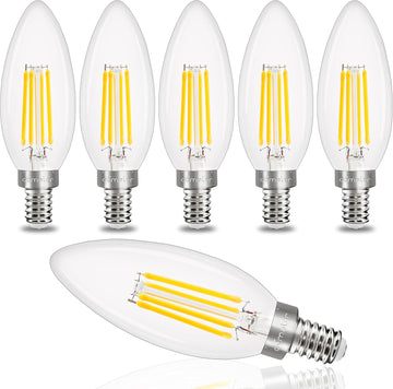 E12 LED Candelabra Bulb Dimmable, Chandelier Light Bulb 4000K Neutral White,40W Equivalent,Type B Ceiling Fan