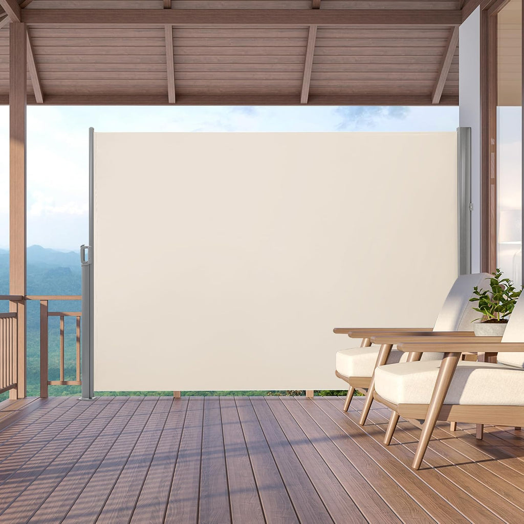 78" x 138" Aluminium Patio Retractable Side Awning, Fully Assembled Waterproof Sunshade Privacy Screen for Garden