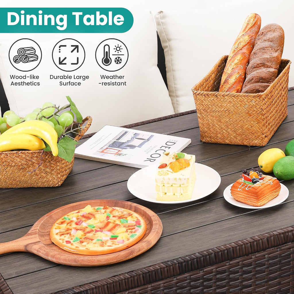 Patio Furniture Set, 7 Pieces Outdoor Patio Furniture with Dining Table&Chair, All Weather Wicker Conversation Set