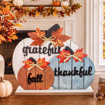Fall Decor, Thanksgiving Fall Decorations, 3Pcs Wooden Autumn Pumpkin Decor Sign, Farmhouse Thanksgiving Table