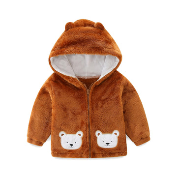 Toddler Fleece Jacket Boy Clothing Hoodie Brown Fall