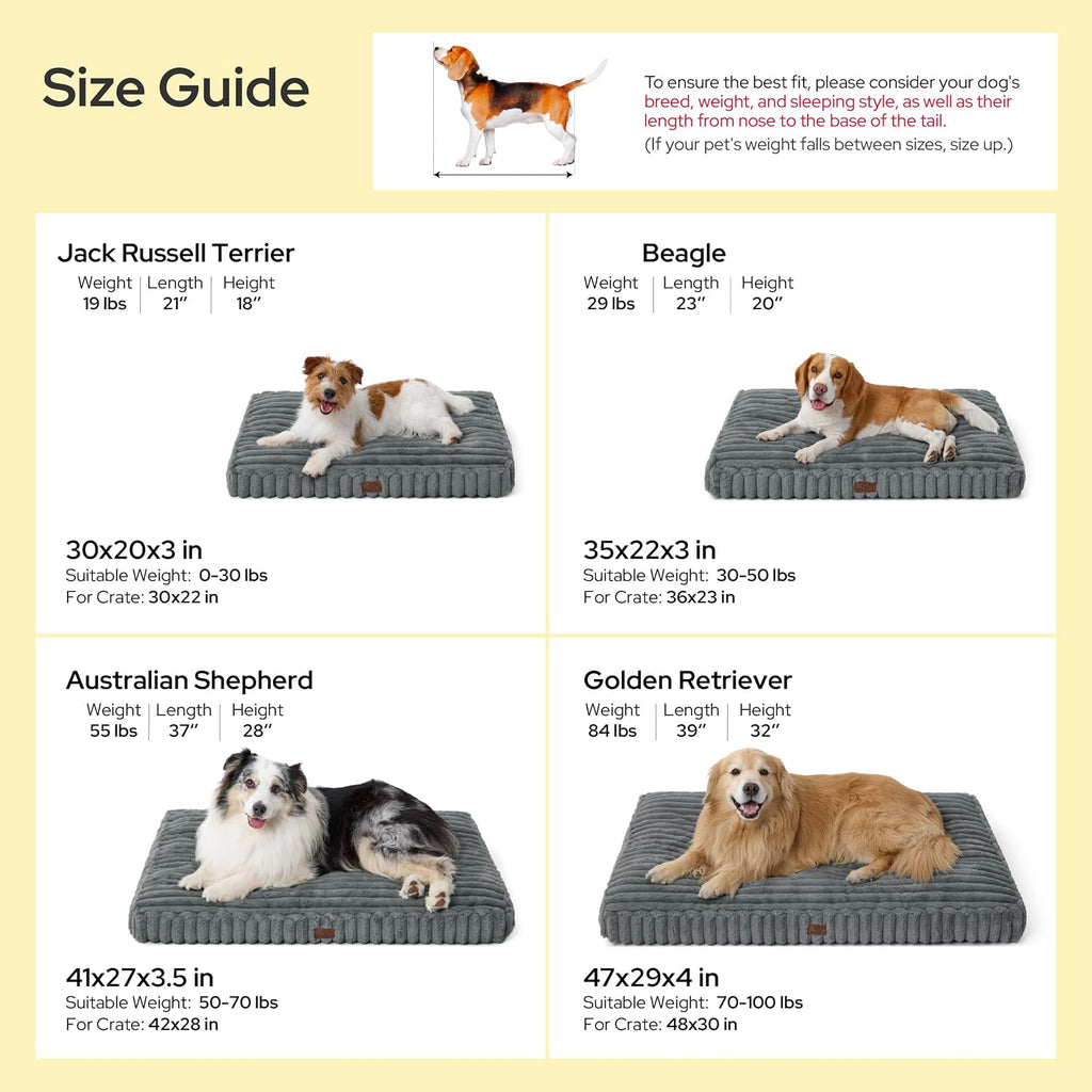 ComfyFleece Fluffy Balanced Support Large Dog Bed for Crate, 35x22