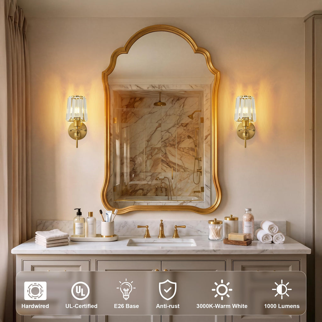 Hardwired Crystal Wall Sconces Set of 2