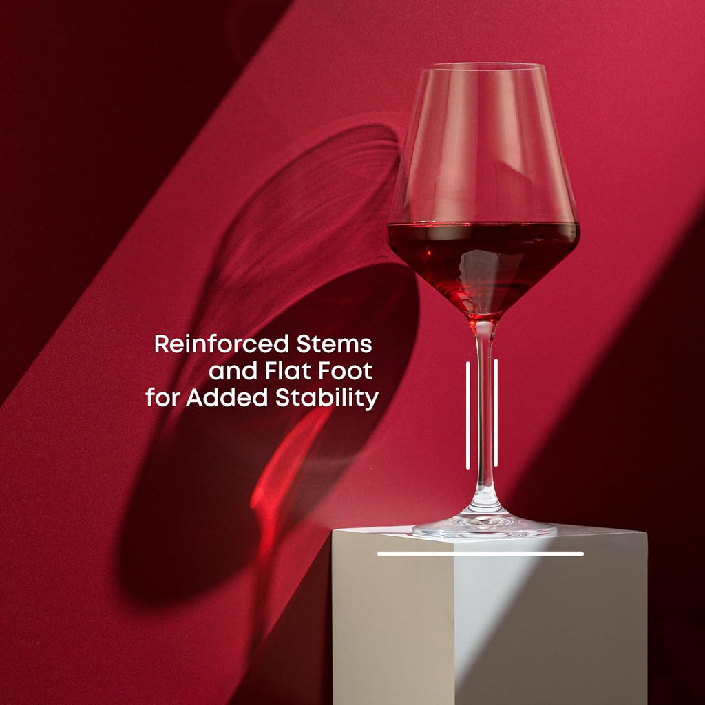 Layla Italian Red Wine Glasses, Set of 4, 17 oz Clear - Made in Europe