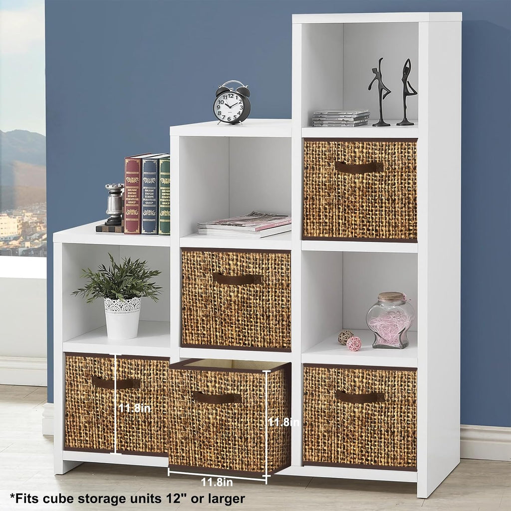 12x12 Cube Storage Bins - Fabric Cubby Bins with Dual Handles, Collapsible Storage Organizer for Shelf, Closet
