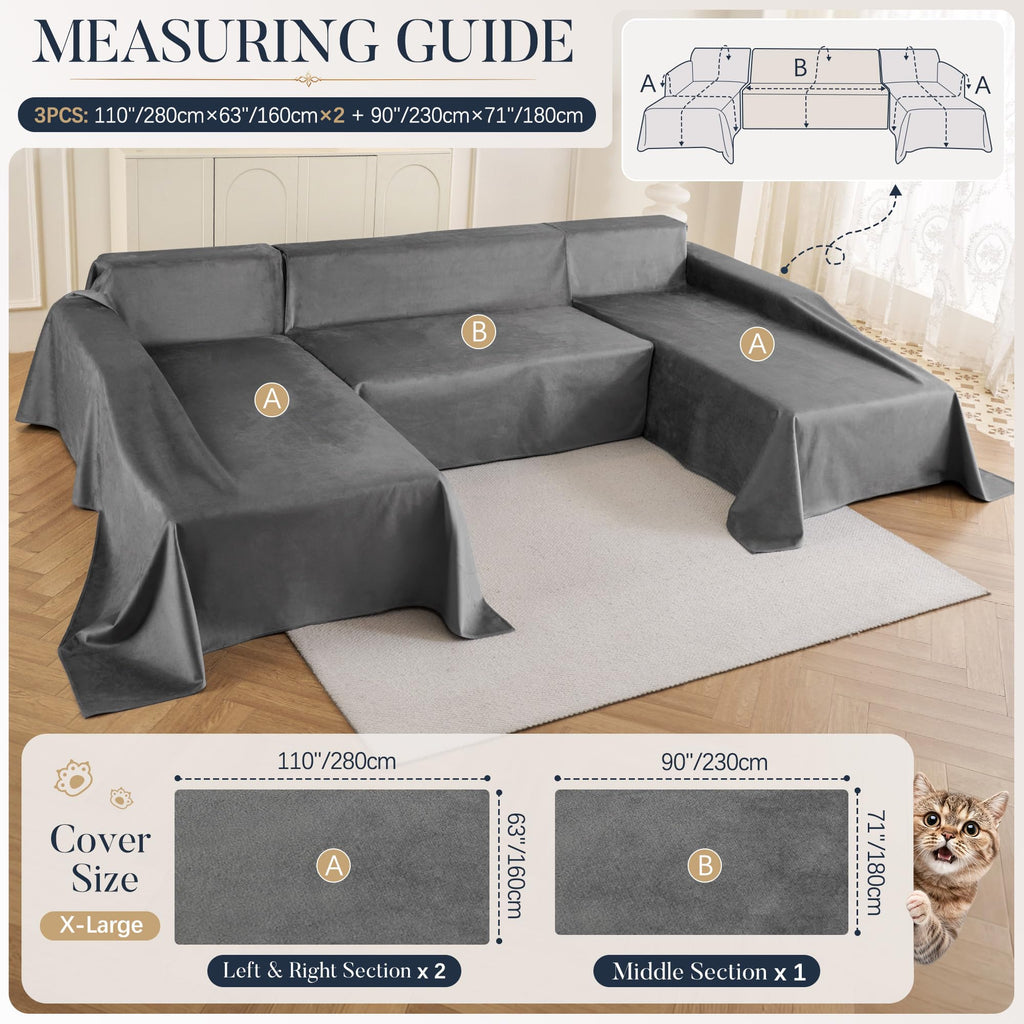 U Shaped Sectional Couch Cover Waterproof Non Slip Protector