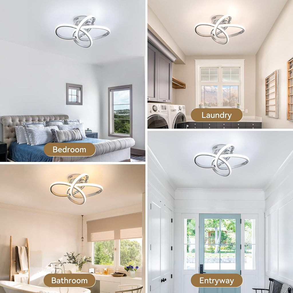 Modern LED Ceiling Light with Remote Control, Stepless Dimming, 3000-6000K Selectable, 36W, Dimmable LED Chandelier