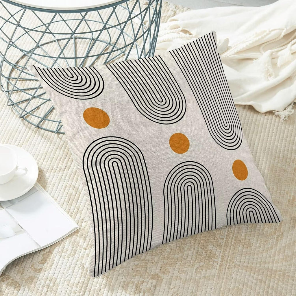 Boho Mid Century Pillow Covers 18x18 Set of 2, Abstract Simple Sun Arch Decorative Throw Pillowcase Boho Modern