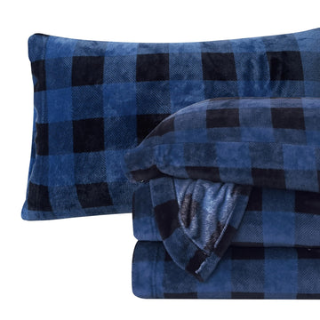 Luxuriously Soft 4-Piece Velvet Plush Flannel Sheet Set - Premium Quality - Cozy Warm, Anti-Static, Non Pilling Fuzzy