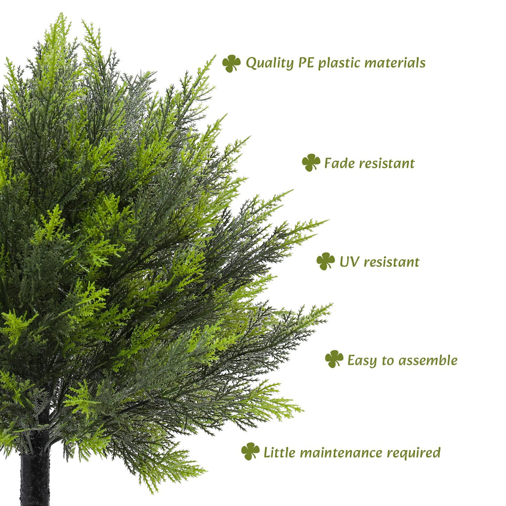 24" Artificial Cedar Topiary Bush with Ground Spike, 2 Pack