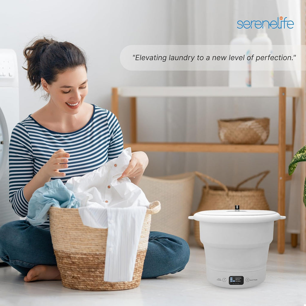 Mini Portable Washing Machine, Foldable Compact Washer for Dorms, Travel, Apartments and Camping, Semi-Automatic